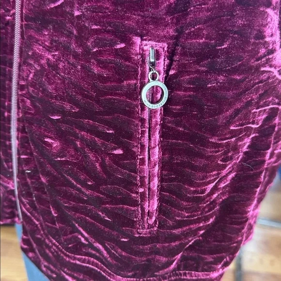 Tickled Pink Velvet Burgundy Jacket Size XL - Picture 6 of 6